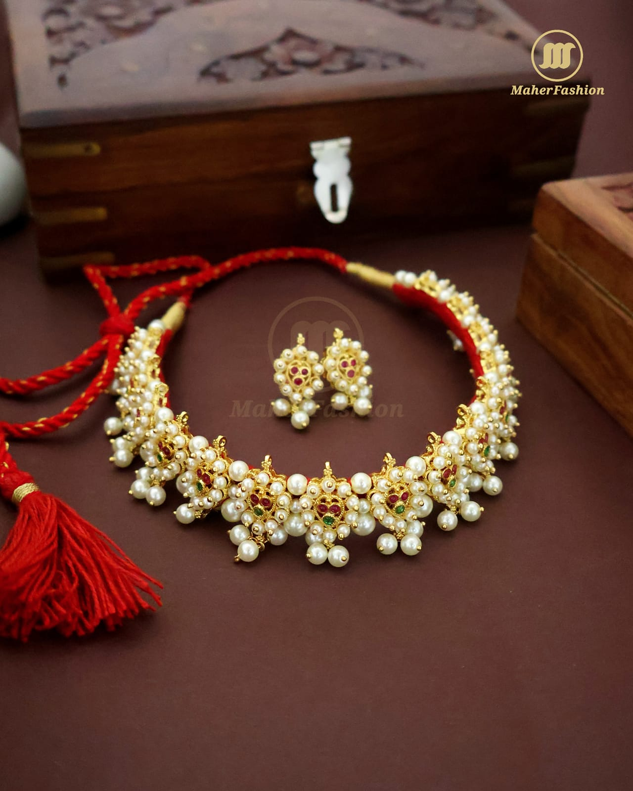Shop Traditional Pearl Necklace MAHERFASHION CHINCHPETI Maher